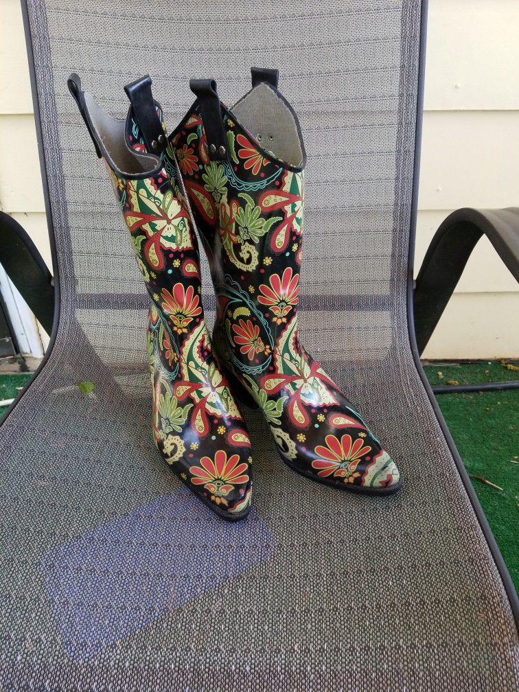 Paisley Rain Boots Very Colorful 