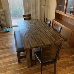 Large Kitchen Table - 4 Chairs & bench