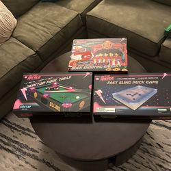Retro Arcade Three Pack Desktop Pool Table , Duck Shooting Gallery, Fast Sling Puck Game
