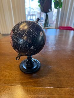 Small Decorative Black World Globe on Stand