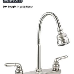 RV Kitchen Faucet,Camper Faucet Kitchen Replacement RV Sink Faucets with Flexible Arch 360 Swivel Rotatable Sprayer for Campers,Travel Trailers,Motorh