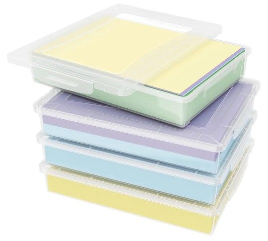 Lifewit 4 Pack Plastic Multi-Purpose Storage Box with Latching Lids, Clear A4, 8.5" x 11" Letter Size Paper Storage, Storage Containers for Board Game