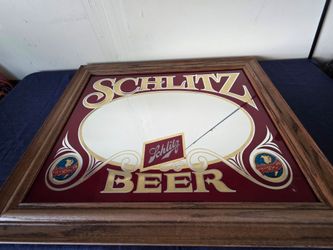 Vintage Schlitz Beer Framed Bar Mirror Sign