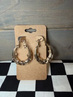 Gold Tone Dolphin Hoop Earrings