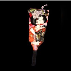 Vintage Japanese Hagoita Geisha Paddle Handpainted 17-3/4" Tall