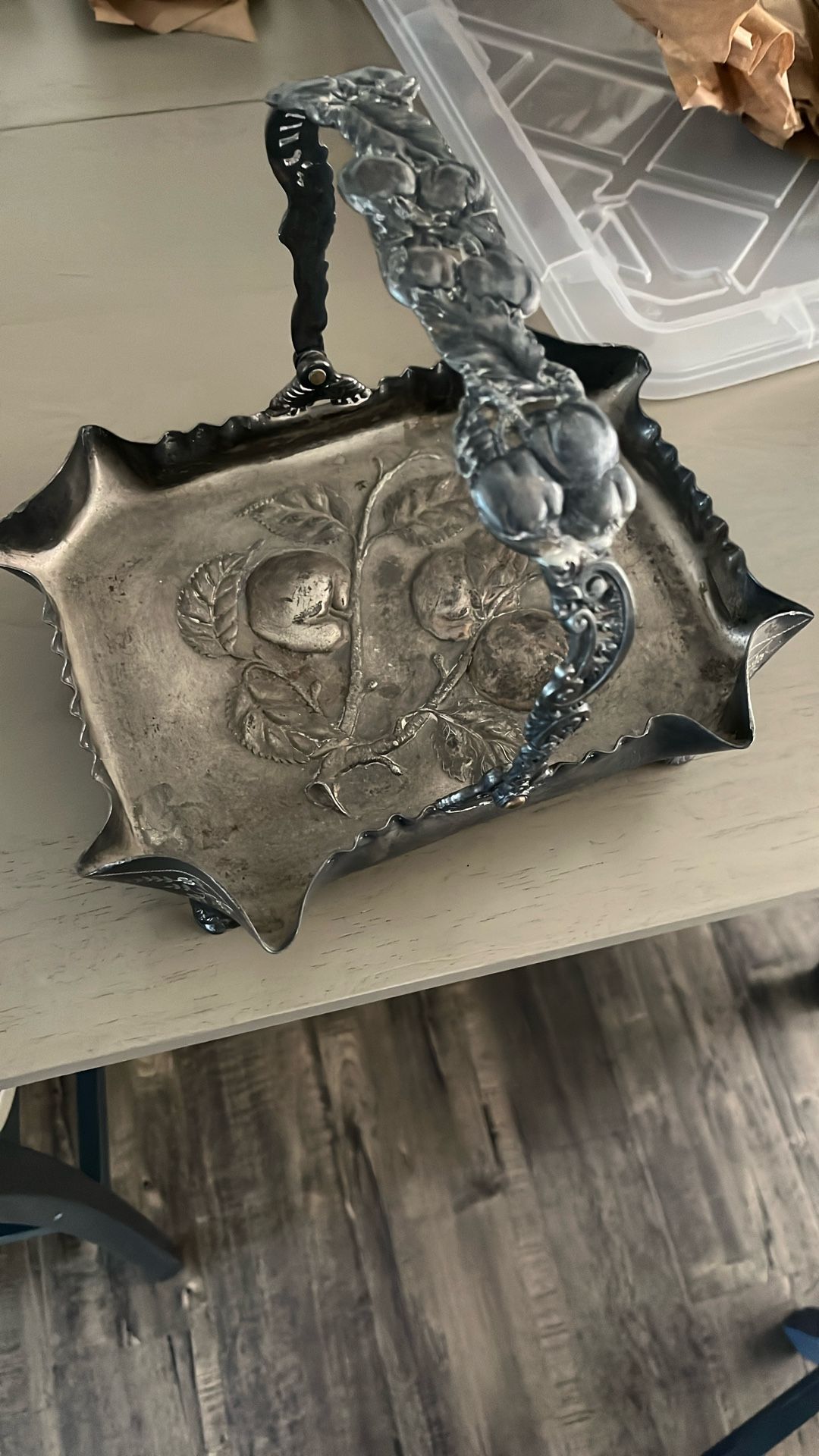 Antique Pair point Silver Plated Fruit Basket