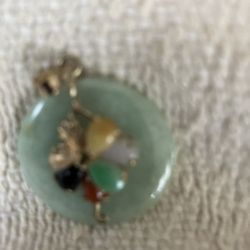 Vintage Jade Donut With Jade  Purple Elephant 