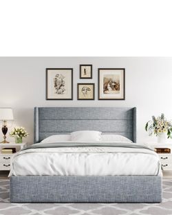 Queen size bed frame lift top storage