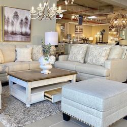 Claredon Linen Living Room Set (SOFA and LOVESEAT