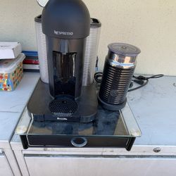 Nespresso Coffee Machine With Frother And Pod Stand 