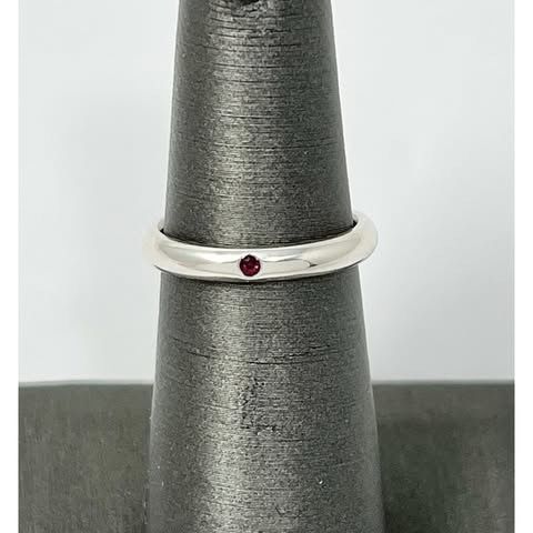 Tiffany & Co Elsa Peretti 925 Sterling Silver Ruby Stacking Band Ring Sz 5
