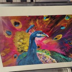 18 1/2 x 24 1/2 

Acrylic Canvas Art Painting Frame Peacock 