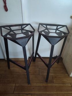 Konstantin Designed Magis Set of (2) Geometric Metal Bar Stools