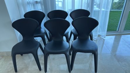 Roche Bobois Designer Black Dining Chairs x 6