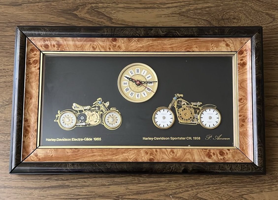 Harley Davidson Clock Signed P. Ammon