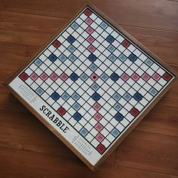 Scrabble Deluxe Vintage Edition Rotating Wooden Game Board