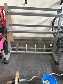 Gray Weight And Dumbbell Rack $200
