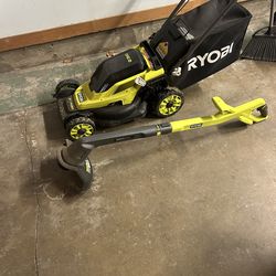 Ryobi Mower and Weedwacker electric combo