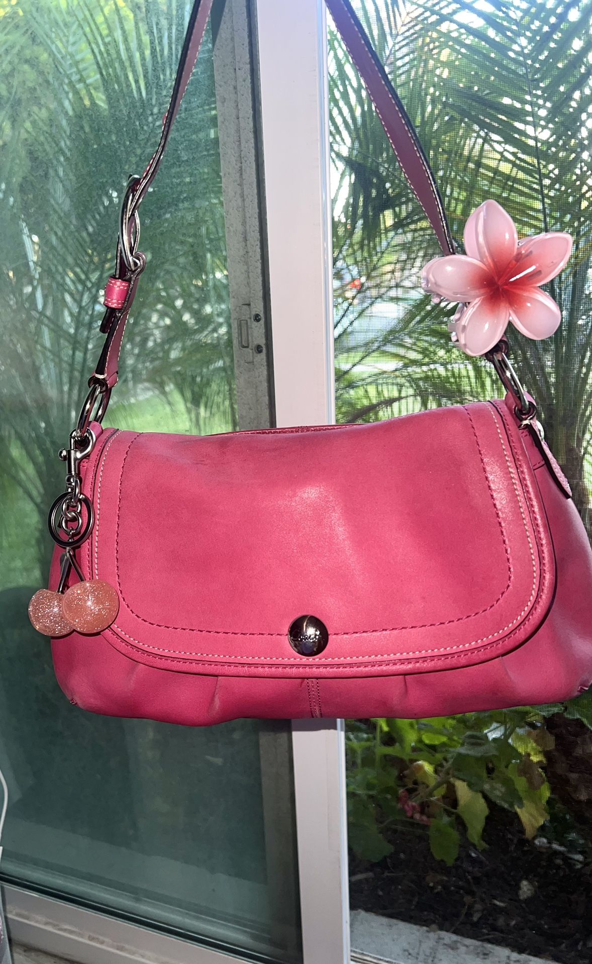 Hot Pink Pleated Leather Coach