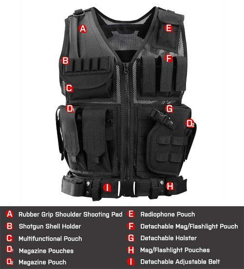 GLORYFIRE Tactical Vest Modular Assault Vest Law Enforcement Vest Adjustable Lightweight Breathable Combat Training Vest