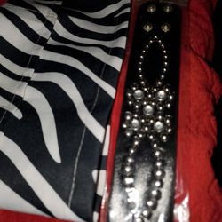 Women's Faux Black Leather Silver Stud (Bracelet)