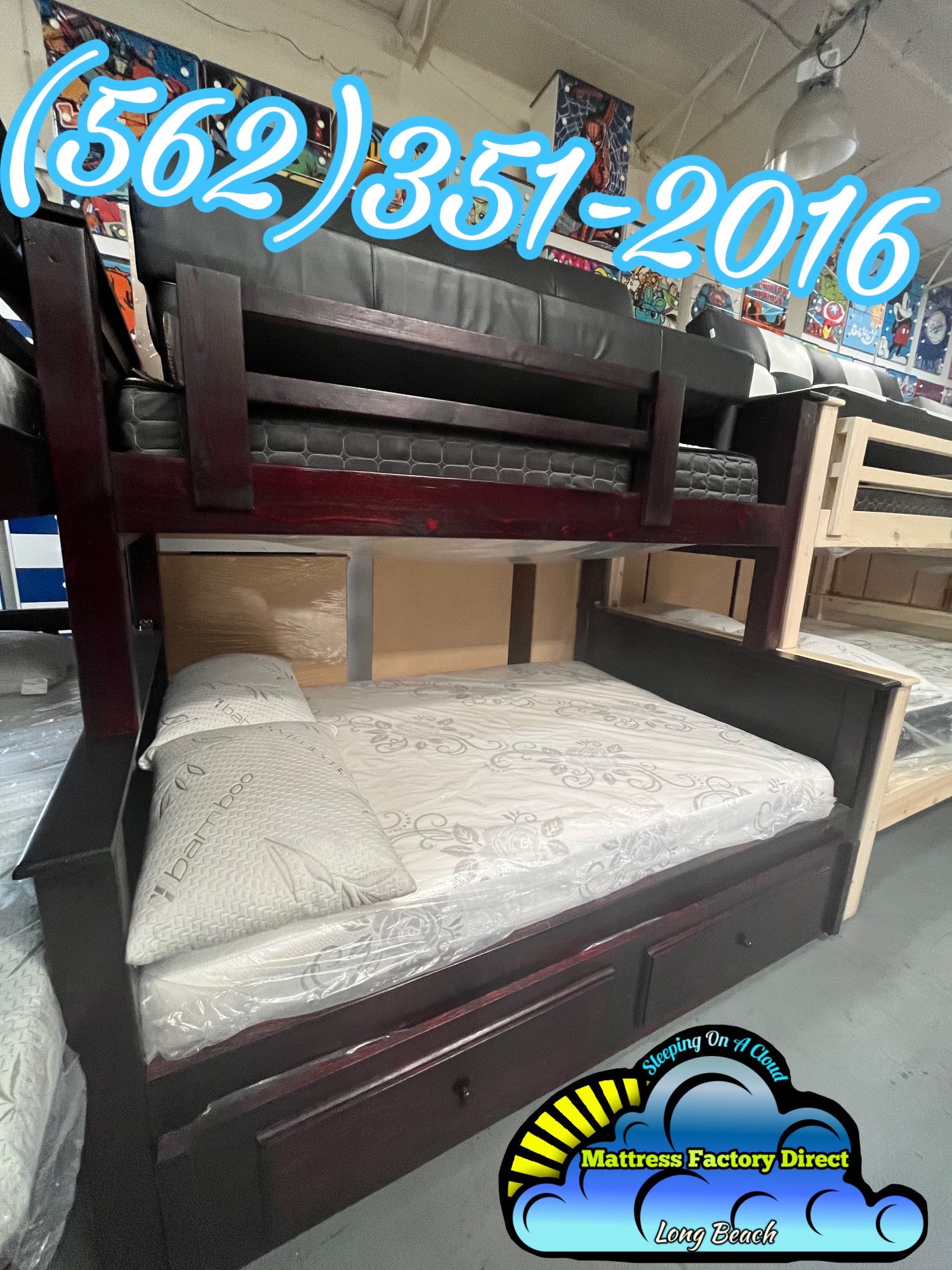 Twin Full Cherry Bunk Bed With Mattresses Trundle New Cama Bonita 