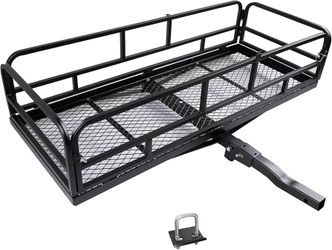 60" x 24" x 13" Hitch Cargo Carrier | 600 Lbs Heavy Duty Folding Luggage Rack for SUV & Truck, Steel Mesh Cargo Carrier Hitch Mount Fits 2"