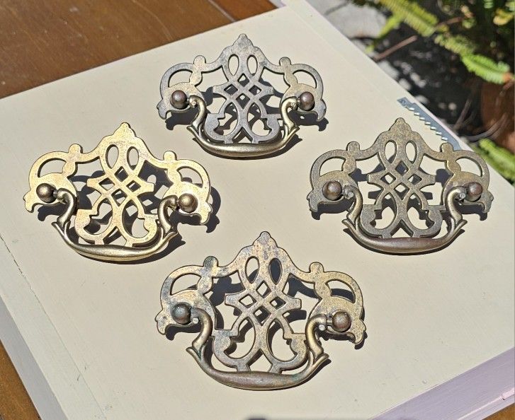 Beautiful Antique Brass Dresser Drawer Handles