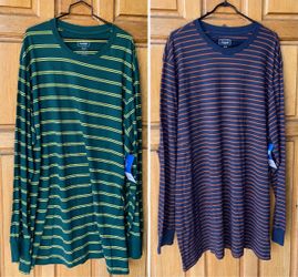 Lot of 2 The Foundry Supply Co. Young Men’s long sleeve striped shirts. • Size: 3XLT / 3XL Tall • Quantity: 2 shirts • Colors: Green/Yellow Multi & N