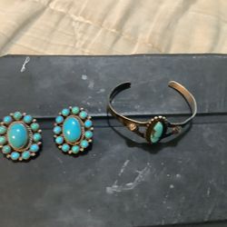 Signed Navaho Sterling And Turquoise Jewelry