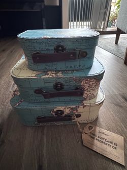 Vintage map decorative suitcases