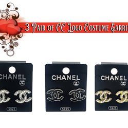 Valentines Day 3 Piece CC Earring Set 