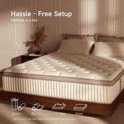 #A Queen Size Mattress, 12 inch Queen Cooling Gel Memory Foam Mattresses, Medium Firm Hybrid Mattress  $ 160
