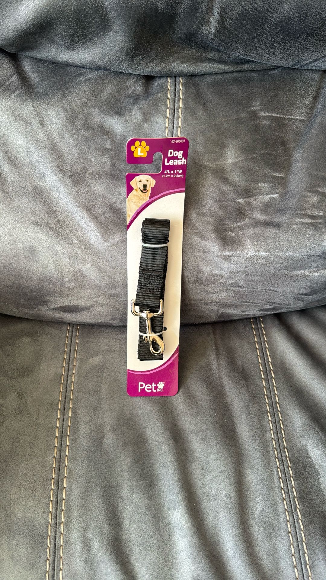 New Short Black Dog Leash 4 Foot x 1 Inch Size Large L