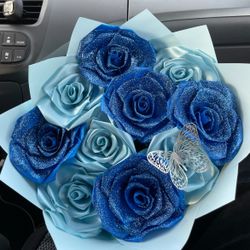 Blue Bouquet With Glitter 