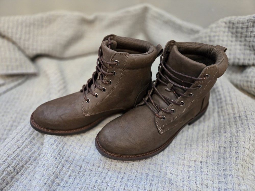 Goodfellow & Co. Men's Jeffrey Cap Toe Combat Boots Faux Leather Brown Size 8