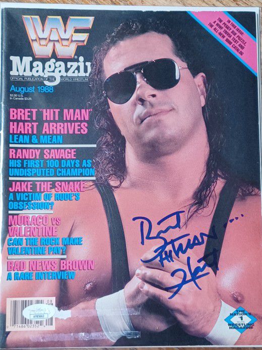 1988 August JSA Bret Hitman Hart Autographed Signed Full Magazine World Wrestling Federation