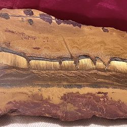 Polished Marra Mamba Tiger Iron Slab – Stunning Chatoyant Bands of Gold, Metallic Grey, and Earthy Red** 453 gm 8 inches x 3.5 inches