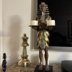 EGYPTIAN STATUE WITH CANDLES 