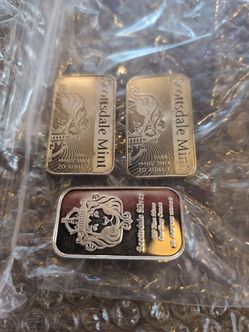 Scottsdale mint 1 oz bar silver 1oz each.