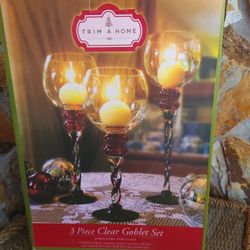 3 Piece Clear Goblet Set