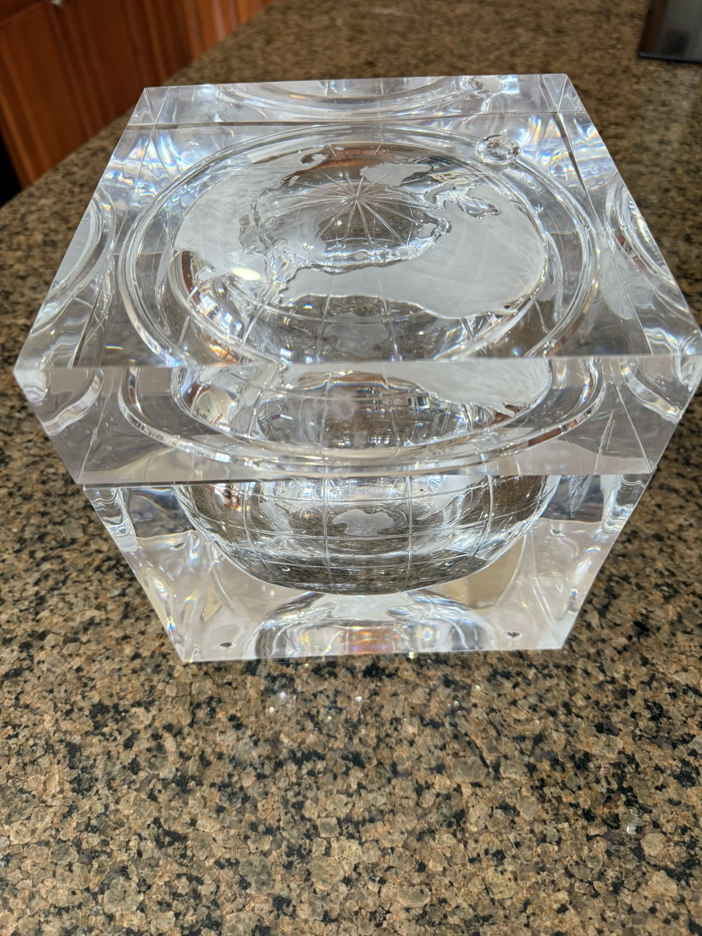 Lucite World Globe Ice Bucket