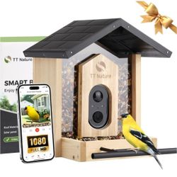 TT Nature Bird Feeder with Camera, Upgraded 1.5L Smart Birdhouse Al Identify for 10000 Plus Species, Auto Capture & Real-time Notifications, Ideal Gif