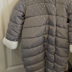  Baby Girls' Snowsuit - Fleece Lined Hooded Winter Pram