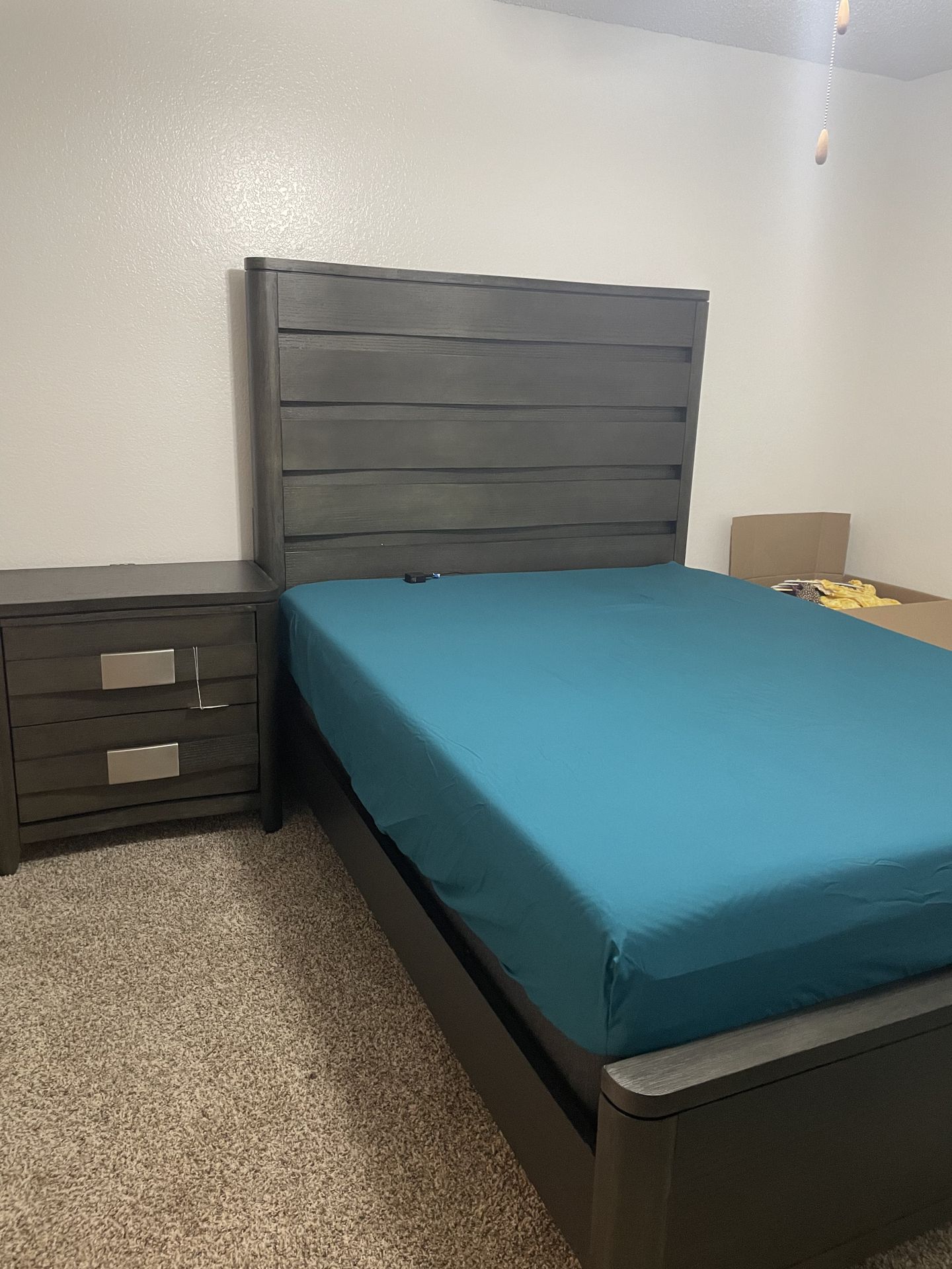 Queen bed frame & small night stand
