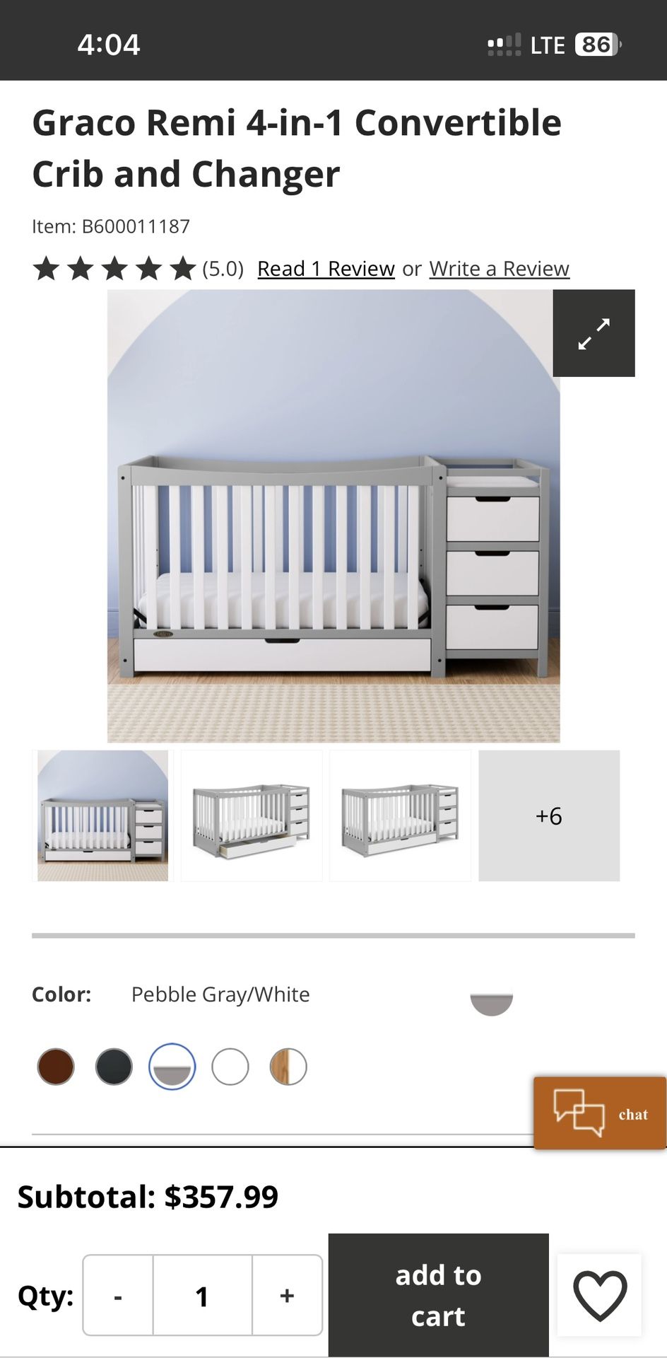 GRACO CRIB WITH CHANGING TABLE AND STORAGE