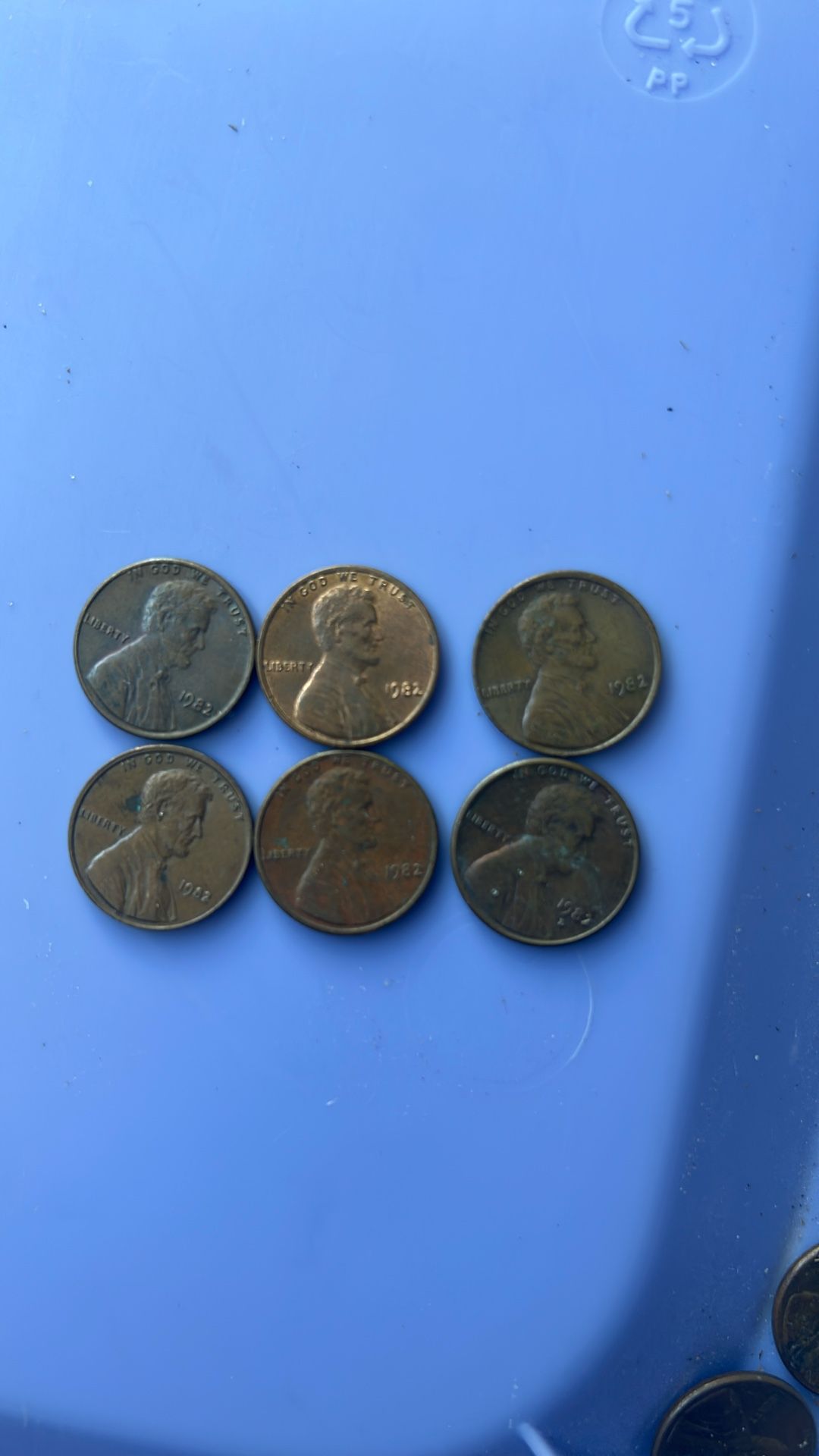 Pennies 1982 and one 1982D