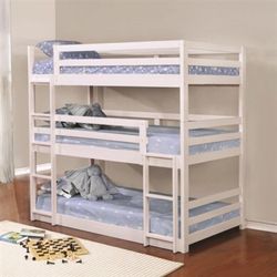 New! White Triple Layer Twin Bunk Bed $39 Down (NO CREDIT CHECK FINANCING)