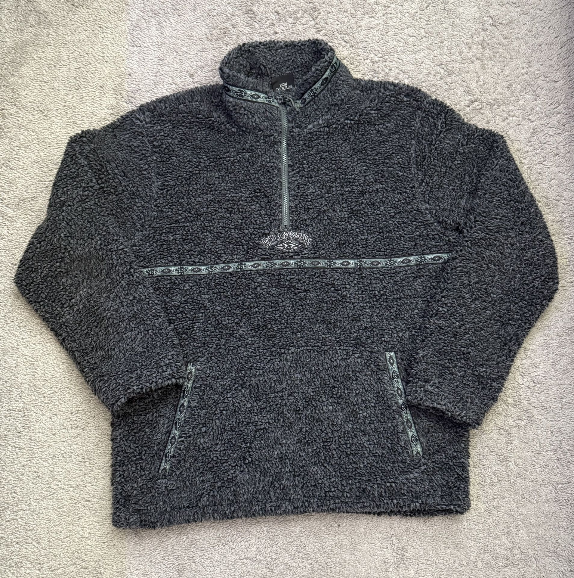 Billabong Boundary Tombstone Textured-panel Half Zip Sweatshirt Size Medium
