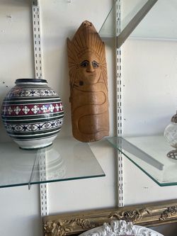 Hand-Carved Wooden Face Wall Plaque